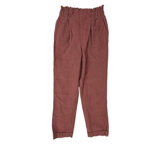 Sienna Sky Women's Rust Colored Striped Paper Bag Pants Women's Size S